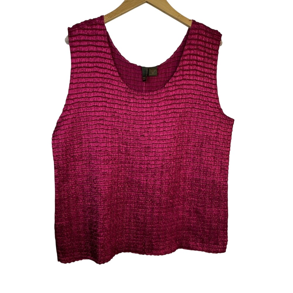 Raspberry lightweight stretchy‎ crinkle tank top shirt by Sere Nade sz 2X